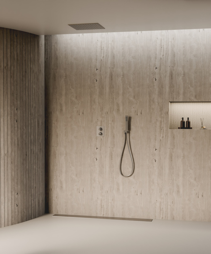 Sistema doccia termostatico a soffitto - Gun métal