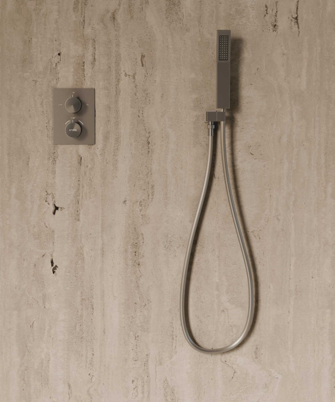 Sistema doccia termostatico a soffitto - Gun métal