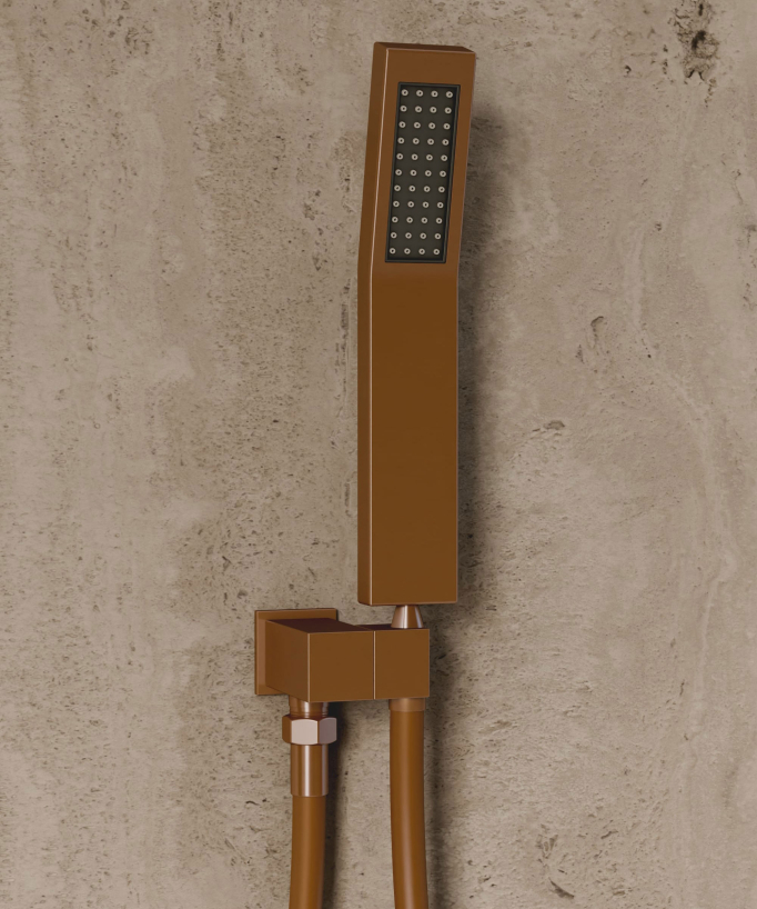 Sistema doccia termostatico a soffitto - Oro rosa spazzolato