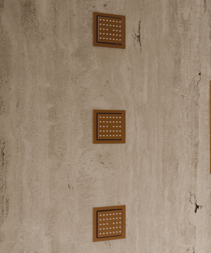 Sistema doccia termostatico a soffitto con getti nascosti 500 mm - Oro rosa spazzolato