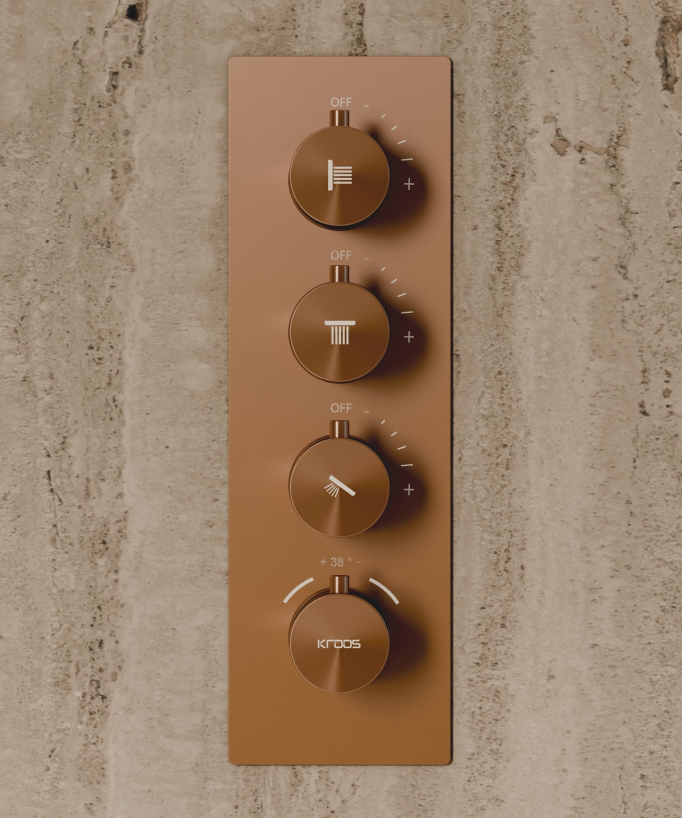 Sistema doccia termostatico a soffitto con getti nascosti 500 mm - Oro rosa spazzolato
