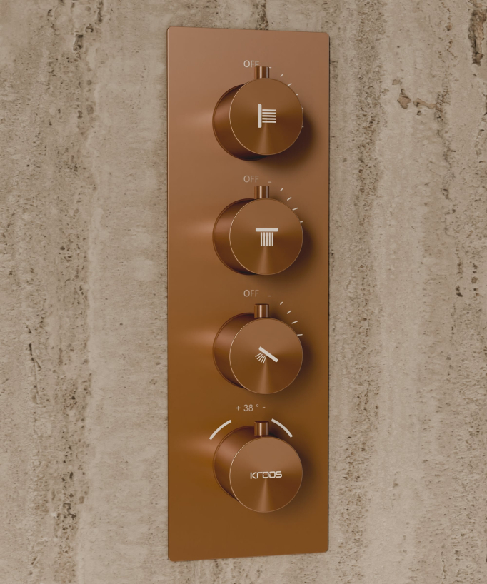 Sistema doccia termostatico a soffitto con getti nascosti 500 mm - Oro rosa spazzolato