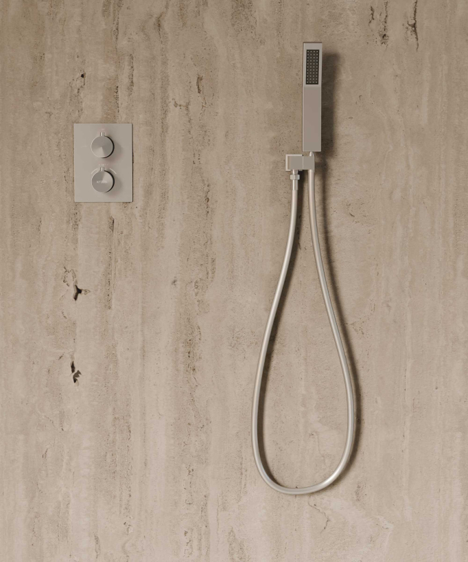 Sistema doccia termostatico a soffitto - Nickel spazzolato