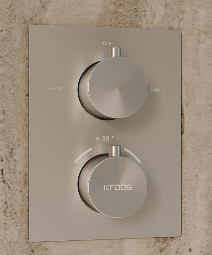 Sistema doccia termostatico a soffitto - Nickel spazzolato