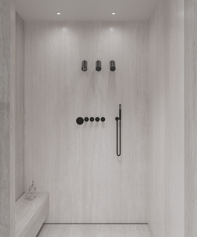 Set miscelatore termostatico multi-spray con soffione orientabile Nero - Corbeau