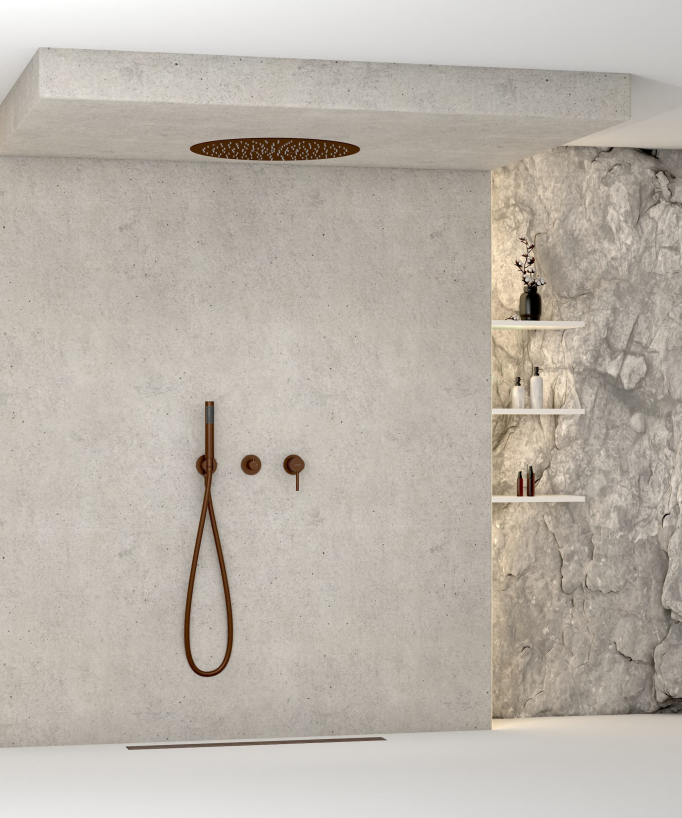 Set miscelatore doccia 3 fori incasso a soffitto rotondo - Corbeau