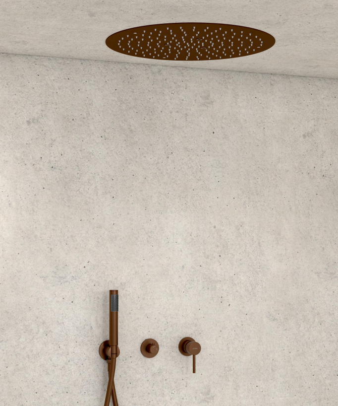 Set miscelatore doccia 3 fori incasso a soffitto rotondo - Corbeau