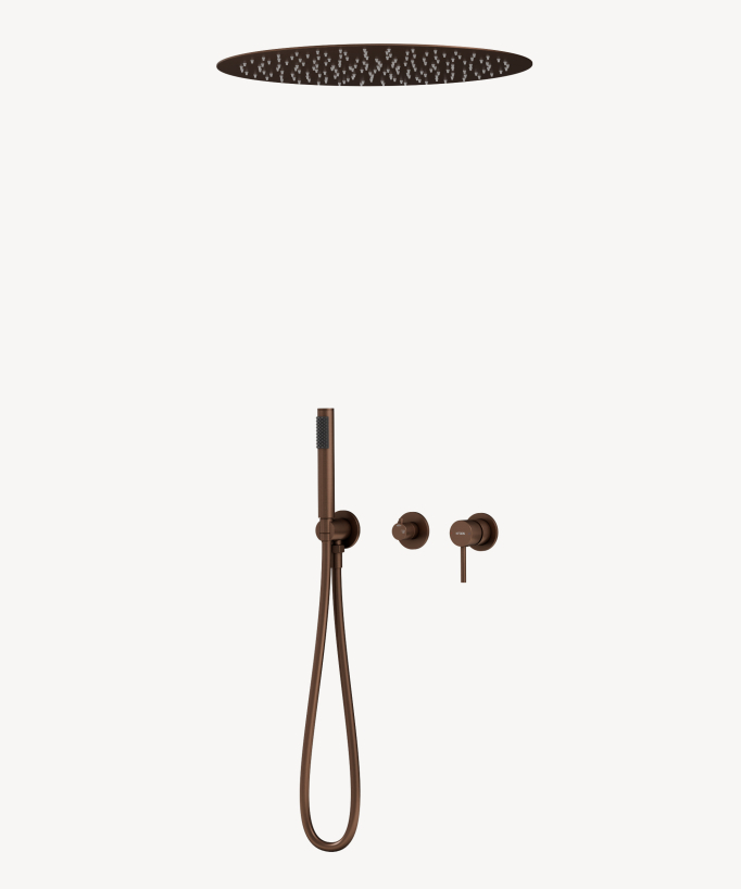 Set miscelatore doccia 3 fori incasso a soffitto rotondo - Corbeau