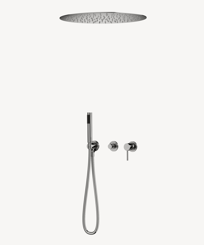 Set miscelatore doccia 3 fori incasso soffitto tondo Cromato - Corbeau