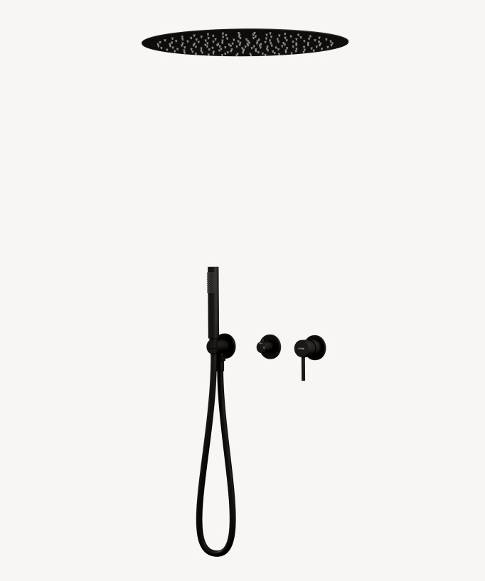 Set miscelatore doccia 3 fori incasso soffitto tondo Nero - Corbeau