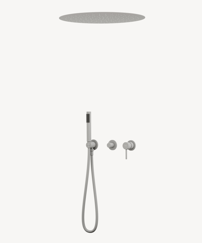 Set miscelatore doccia 3 fori incasso soffitto tondo Bianco - Corbeau