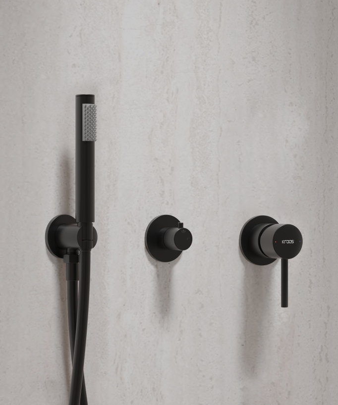 Kit doccia con soffione a pioggia circolare Nero - Corbeau