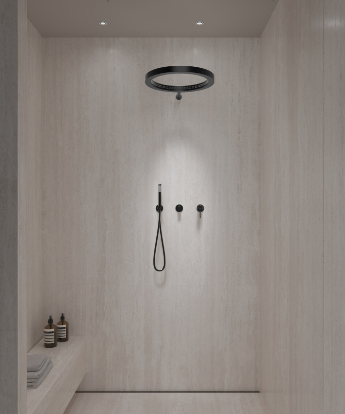 Kit doccia con soffione a pioggia circolare Nero - Corbeau