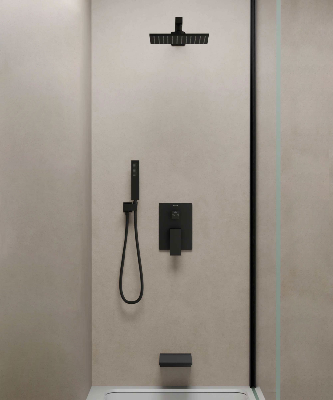 Gruppo doccia e vasca da bagno a incasso Nero - Thilia