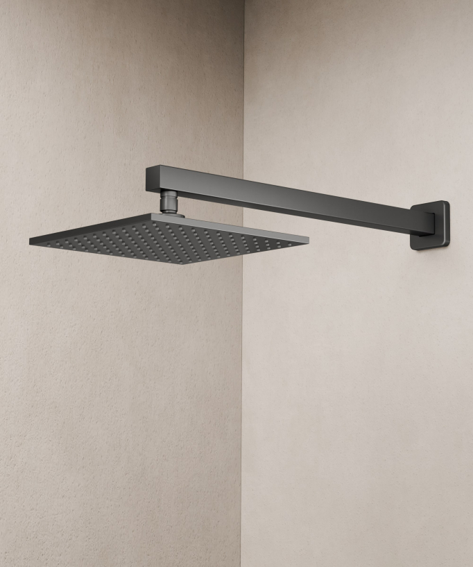 Colonna doccia e bagno da incasso con bocca a cascata gun metal – Thilia