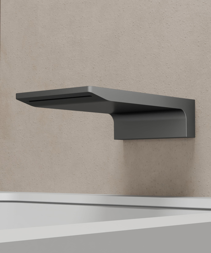 Colonna doccia e bagno da incasso con bocca a cascata gun metal – Thilia