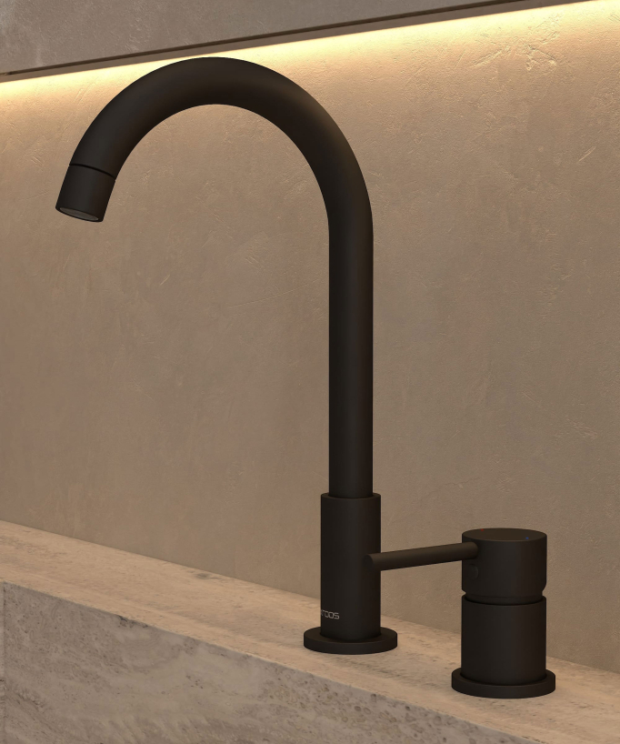 Miscelatore lavabo 2 fori nero - Corbeau - small