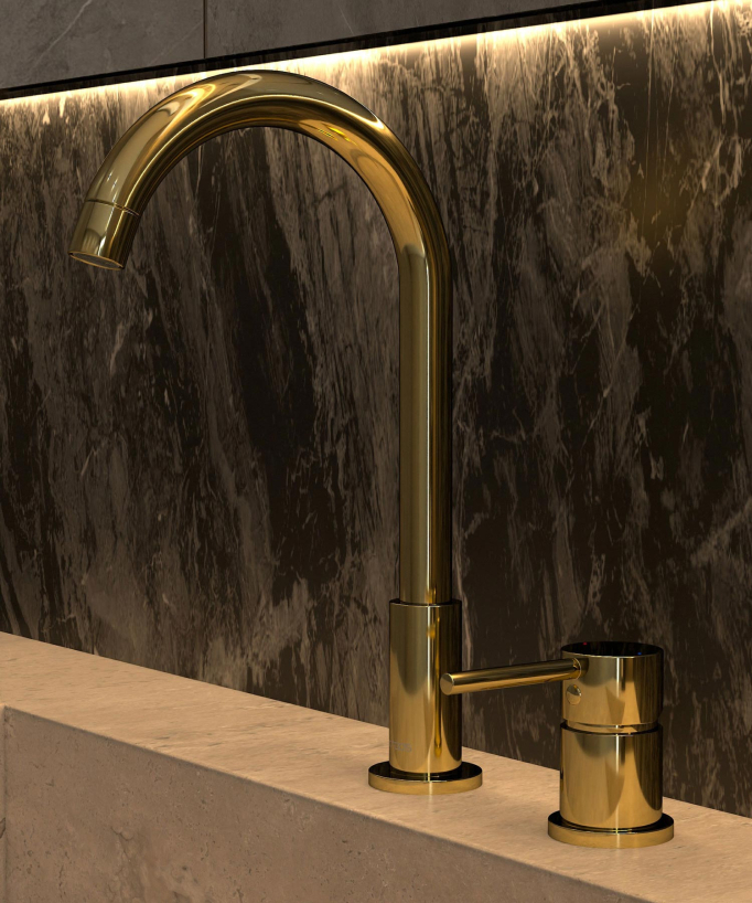 Miscelatore lavabo 2 fori dorato - Corbeau - small