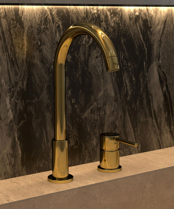 Miscelatore lavabo 2 fori dorato - Corbeau