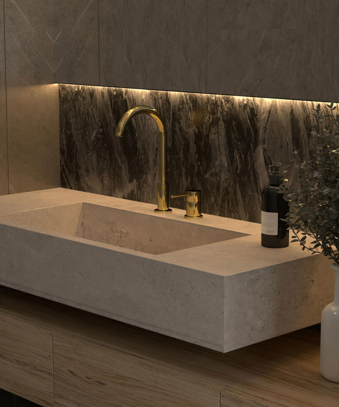 Miscelatore lavabo 2 fori dorato - Corbeau