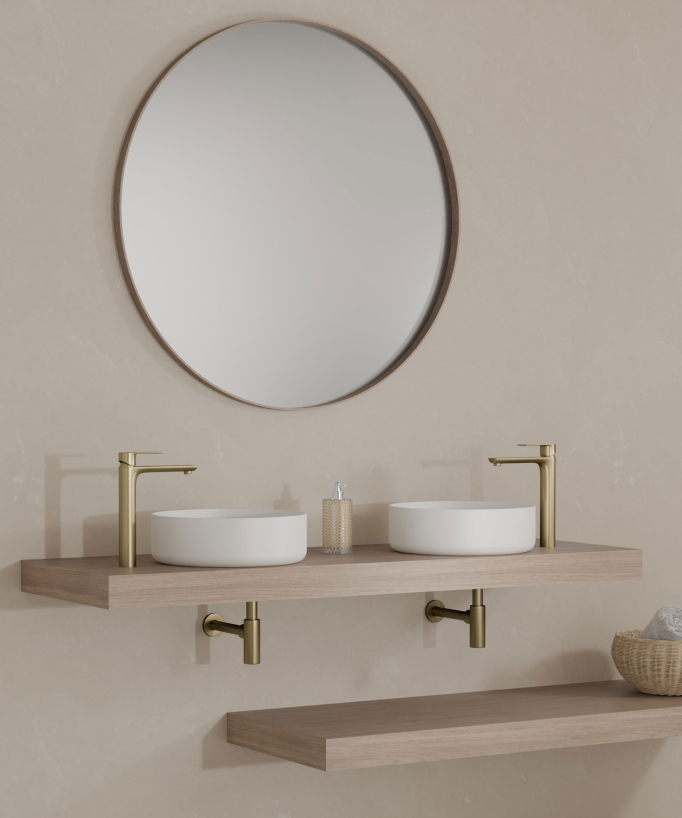 Rubinetto miscelatore lavabo oro spazzolato - Nunki