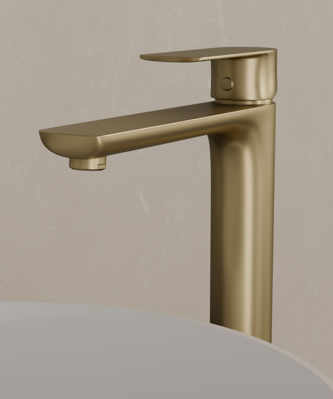 Rubinetto miscelatore lavabo oro spazzolato - Nunki