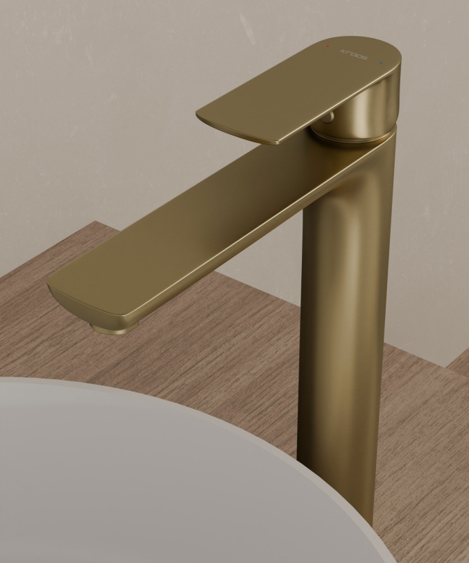Rubinetto miscelatore lavabo oro spazzolato - Nunki
