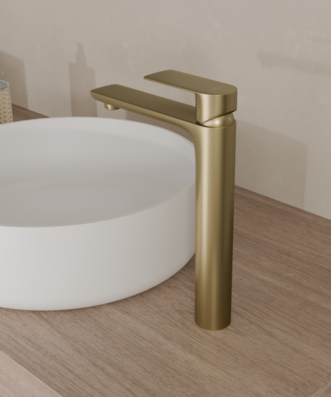 Rubinetto miscelatore lavabo oro spazzolato - Nunki