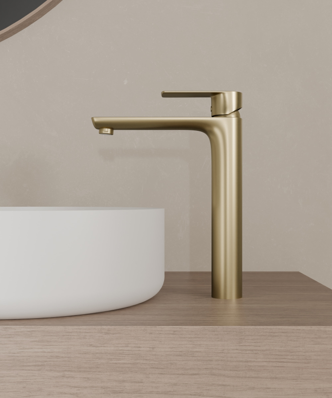 Rubinetto miscelatore lavabo oro spazzolato - Nunki