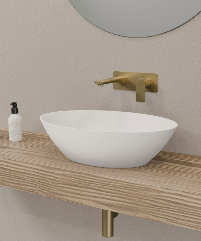 Miscelatore lavabo da incasso oro spazzolato - Nunki