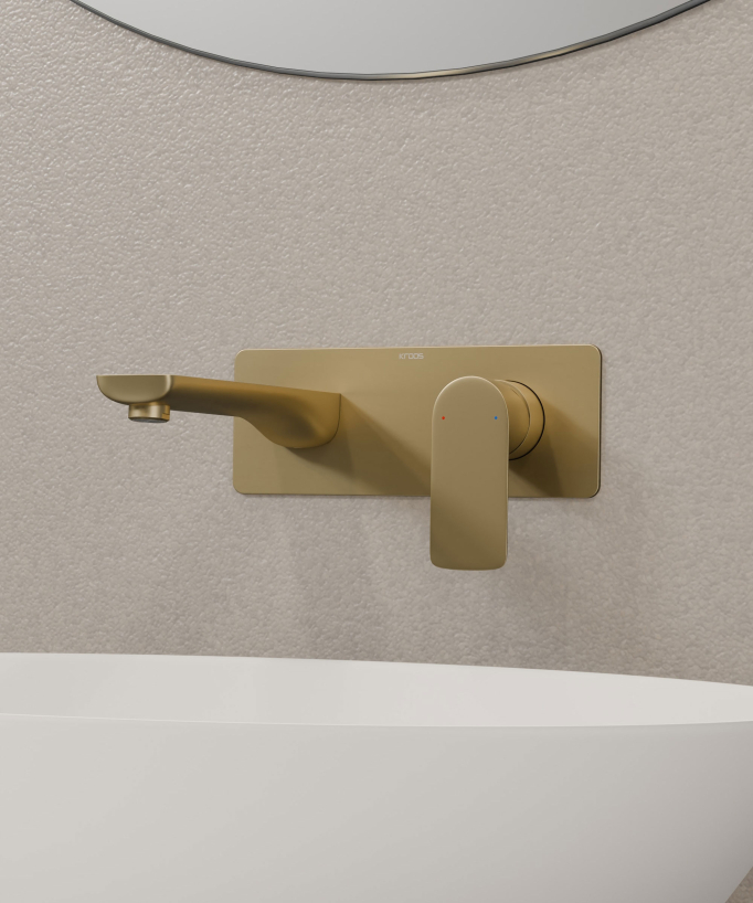 Miscelatore lavabo da incasso oro spazzolato - Nunki