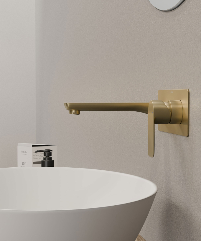 Miscelatore lavabo da incasso oro spazzolato - Nunki