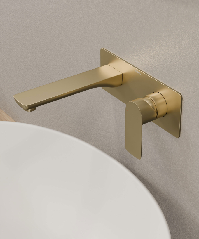 Miscelatore lavabo da incasso oro spazzolato - Nunki