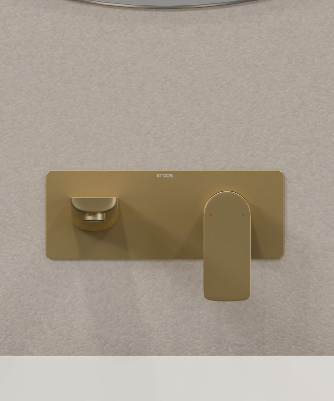 Miscelatore lavabo da incasso oro spazzolato - Nunki