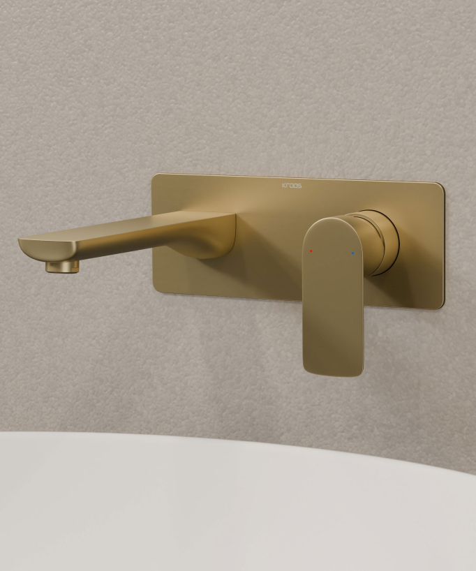 Miscelatore lavabo da incasso oro spazzolato - Nunki - small