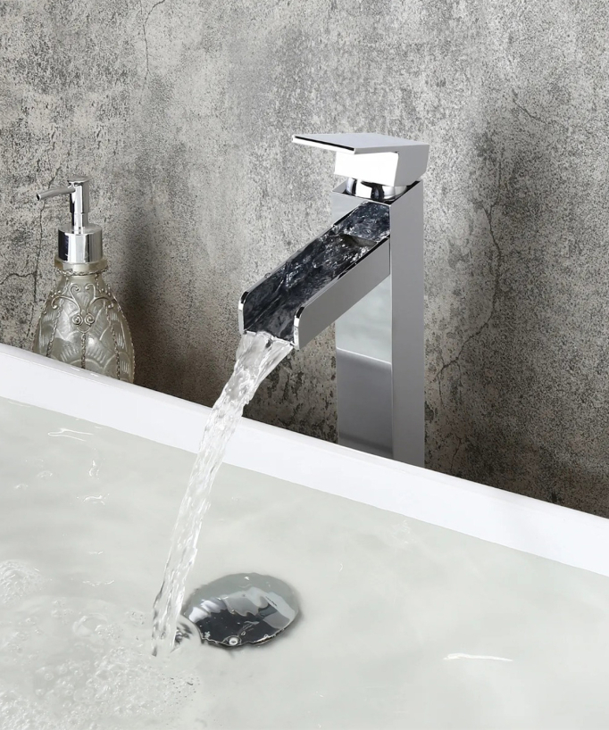 Miscelatore lavabo alto a cascata cromato - Alnair