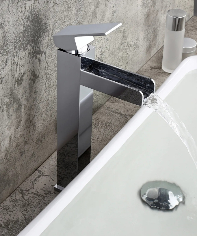 Miscelatore lavabo alto a cascata cromato - Alnair