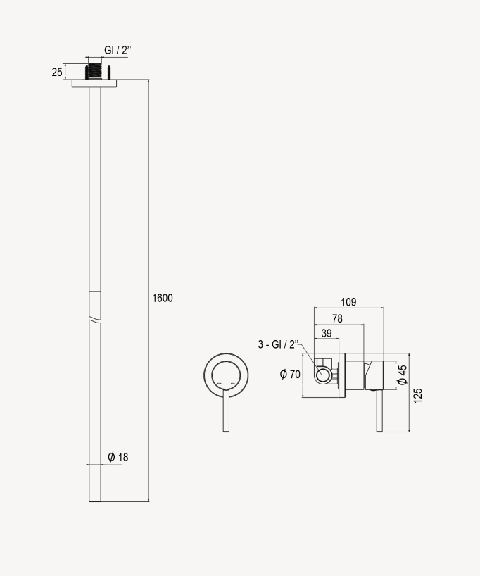 Miscelatore lavabo sospeso a soffitto Cromato - Corbeau
