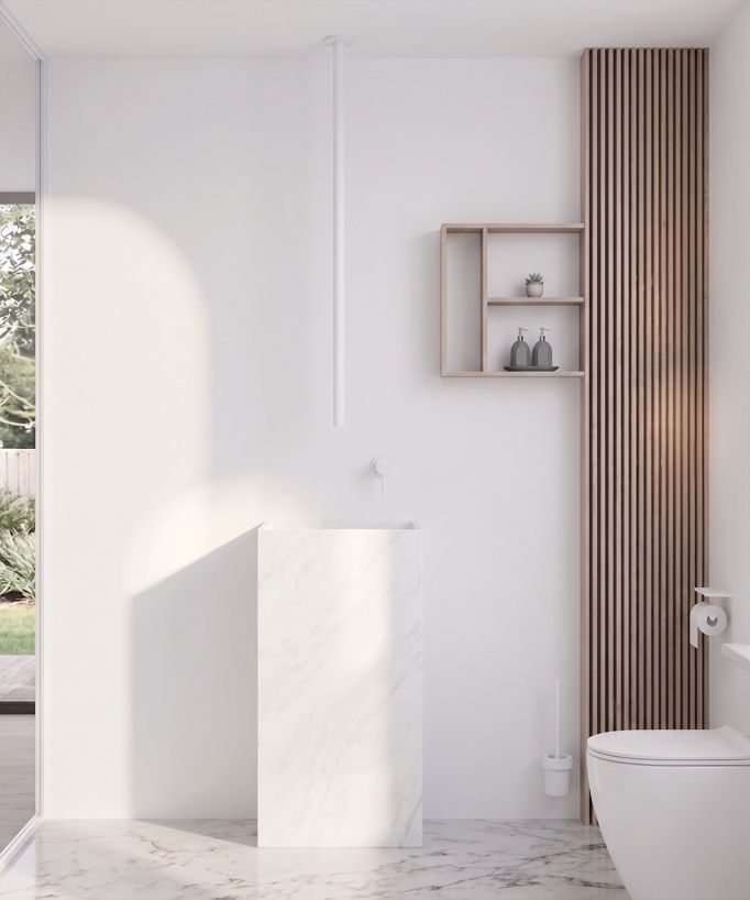 Miscelatore lavabo sospeso a soffitto Bianco - Corbeau