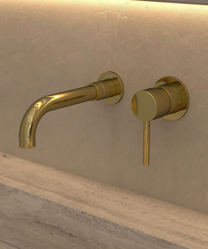 Miscelatore lavabo a parete dorato - Corbeau - small
