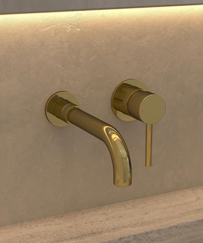 Miscelatore lavabo a parete dorato - Corbeau