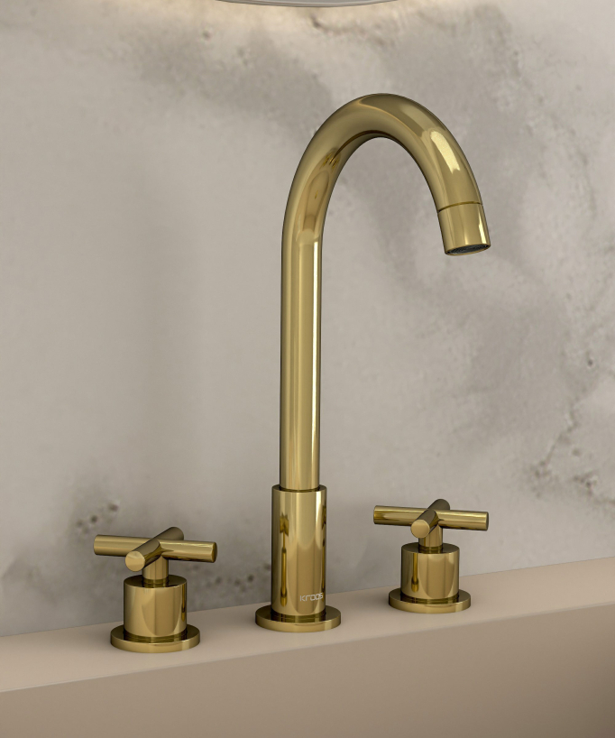Rubinetto lavabo a ponte dorato - Corbeau - small