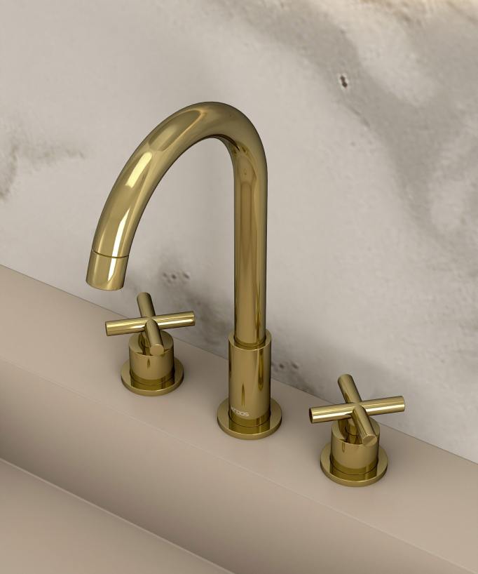 Rubinetto lavabo a ponte dorato - Corbeau