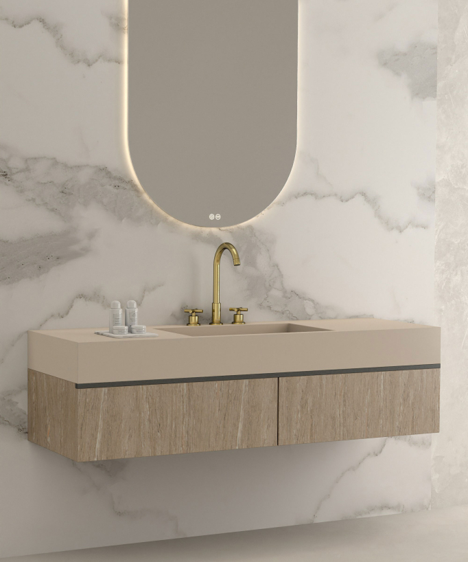 Rubinetto lavabo a ponte dorato - Corbeau
