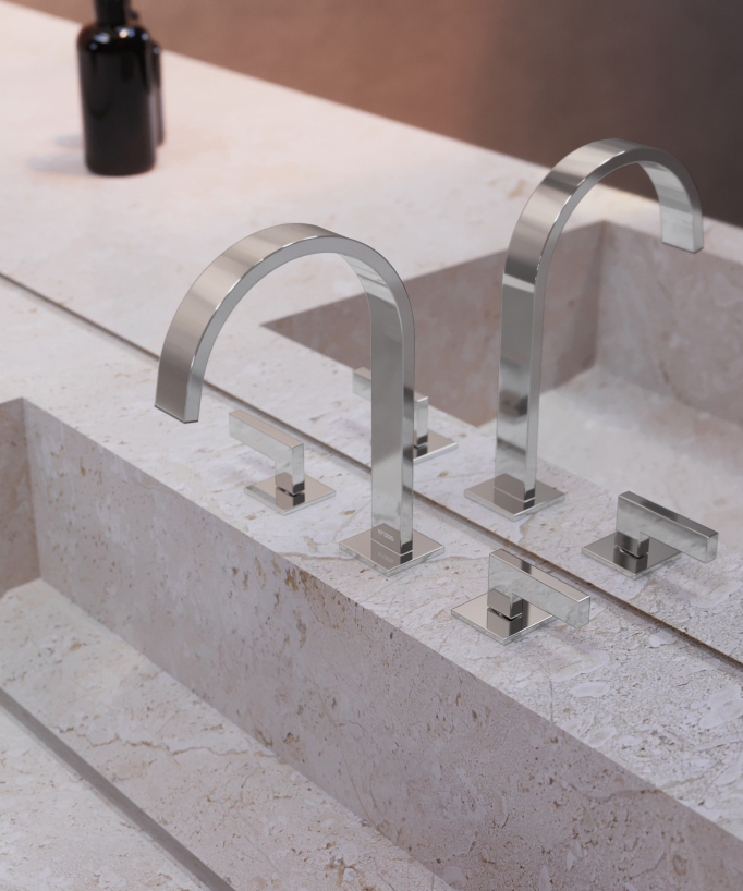 Rubinetto lavabo miscelatore a 3 fori - Cromato