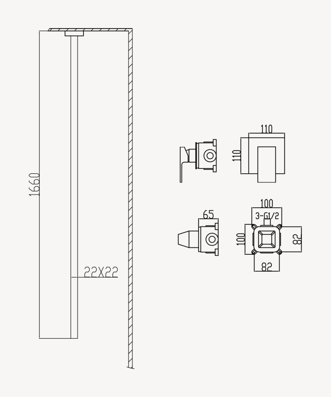 Miscelatore lavabo sospeso a soffitto Oro spazzolato - Sirius