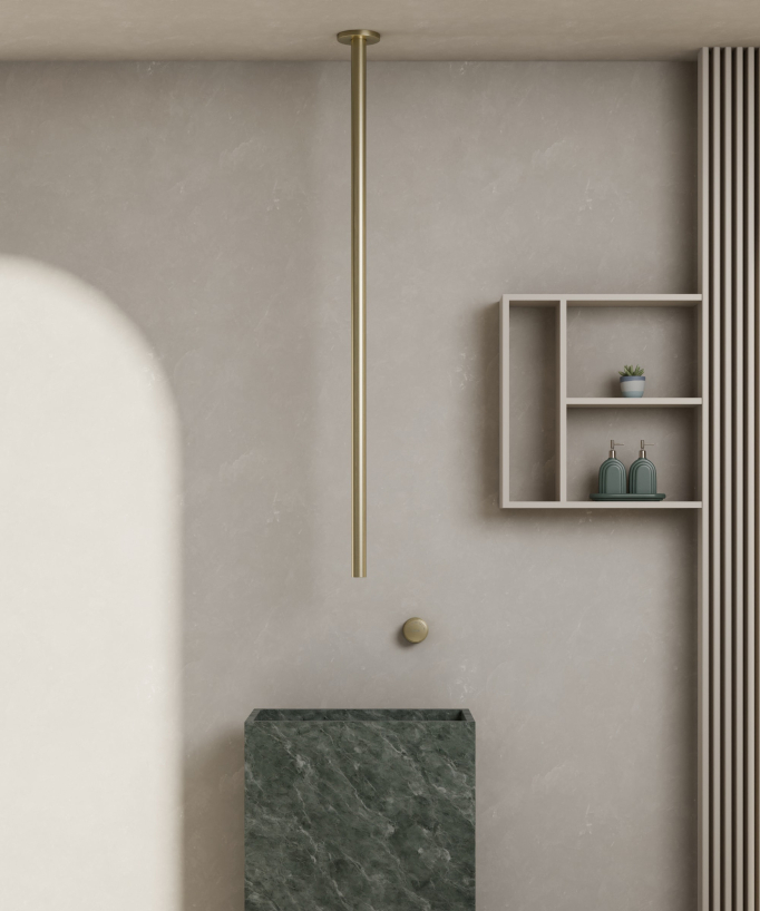 Miscelatore lavabo sospeso a soffitto senza regolazione portata Oro spazzolato - Leros