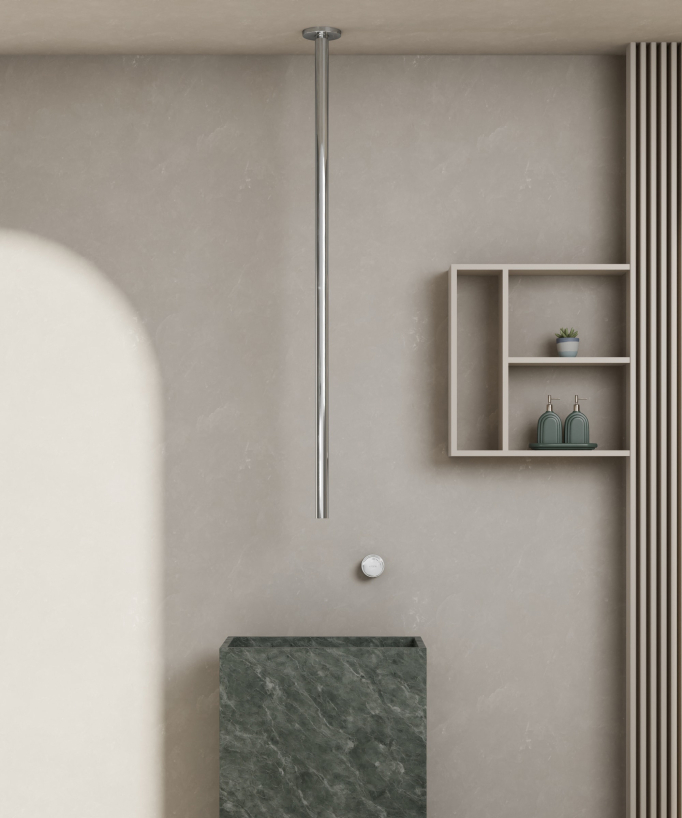 Miscelatore lavabo sospeso a soffitto senza regolazione portata Cromato - Leros