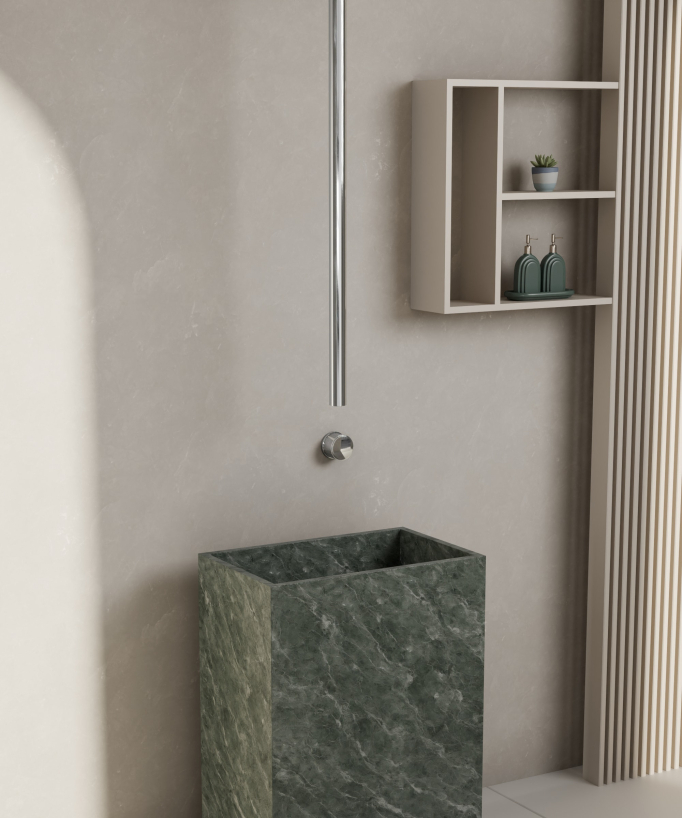 Miscelatore lavabo sospeso a soffitto senza regolazione portata Cromato - Leros