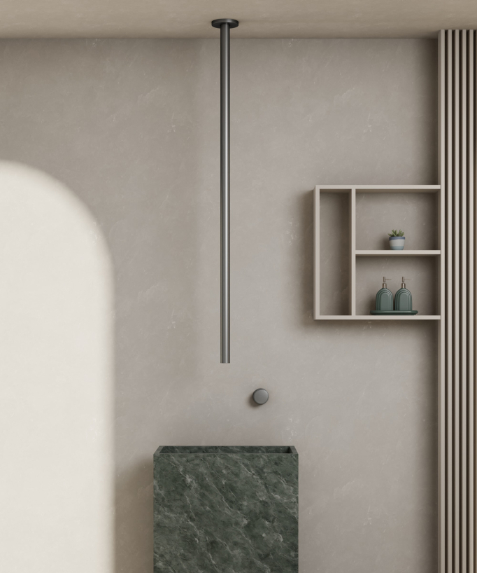 Miscelatore lavabo sospeso a soffitto senza regolazione portata Gun metal - Leros